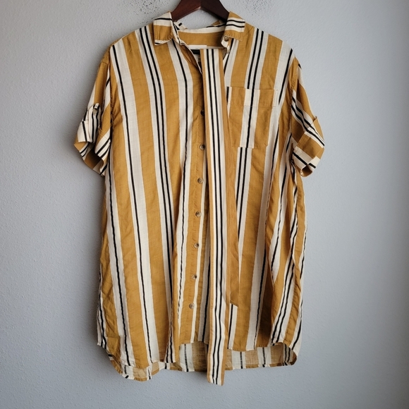 Sezane Celia Dress in Ochre, Ecru and Black stripes size S - Picture 4 of 13